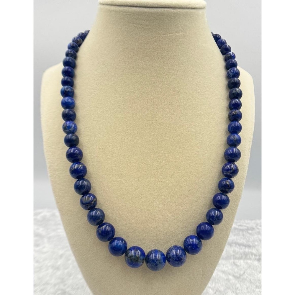 Jay King DTR 925 Sterling Silver Lapis Lazuli 20 Beaded Necklace Magnetic Clasp